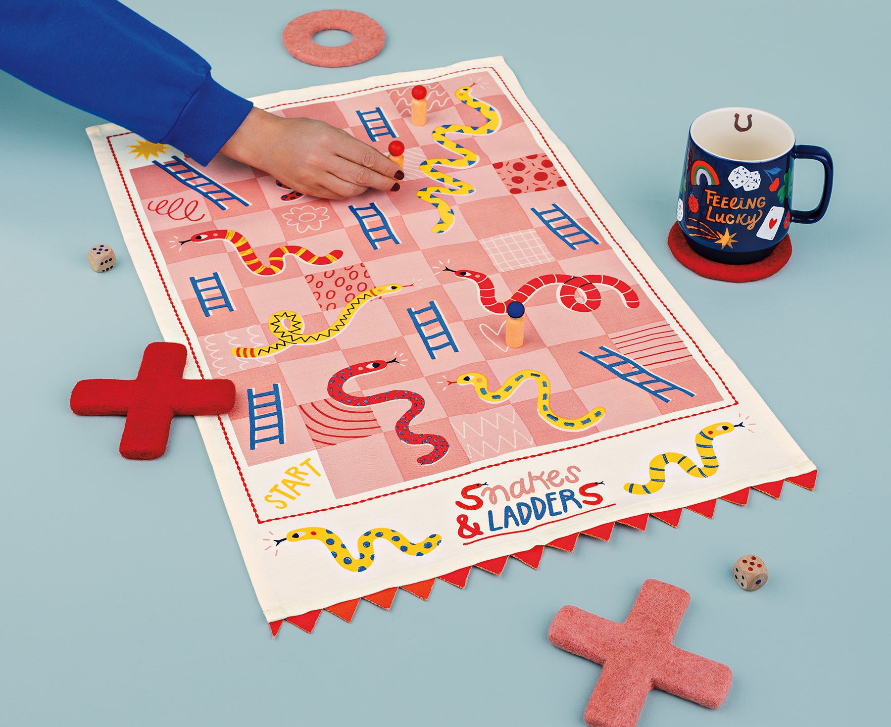 Snakes & Ladders Dish Towel by Danica Jubilee