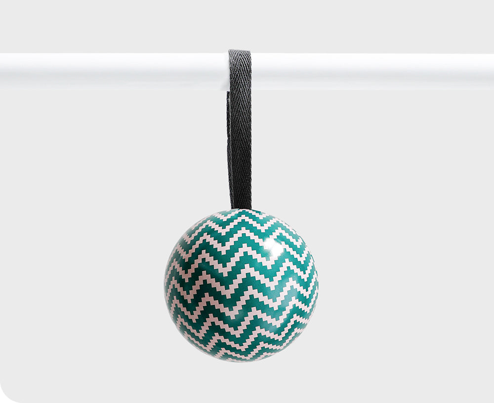 Tin Bauble - Green and White Zig Zag - by Father Rabbit
