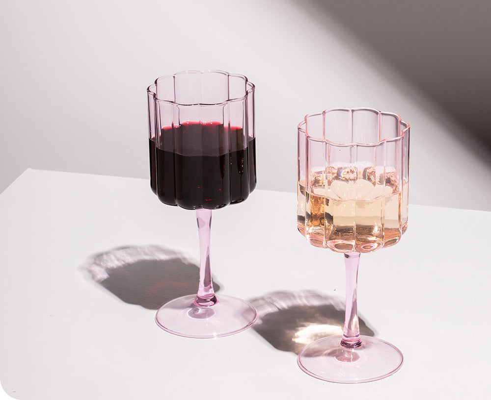 Wave Wine Glass Set in Pink by Fazeek