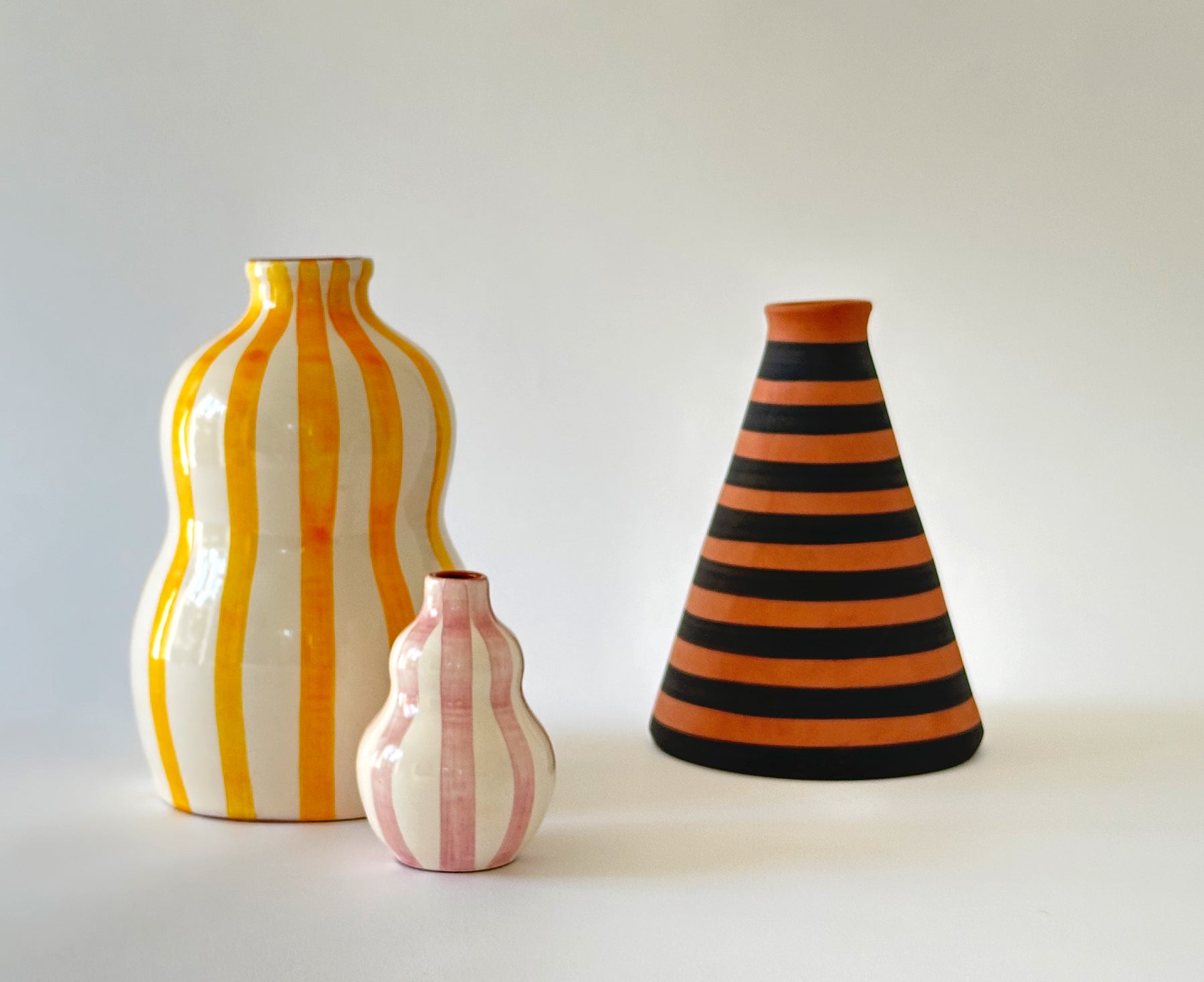 Striped Conical Terracotta Vase by Casa Cubista