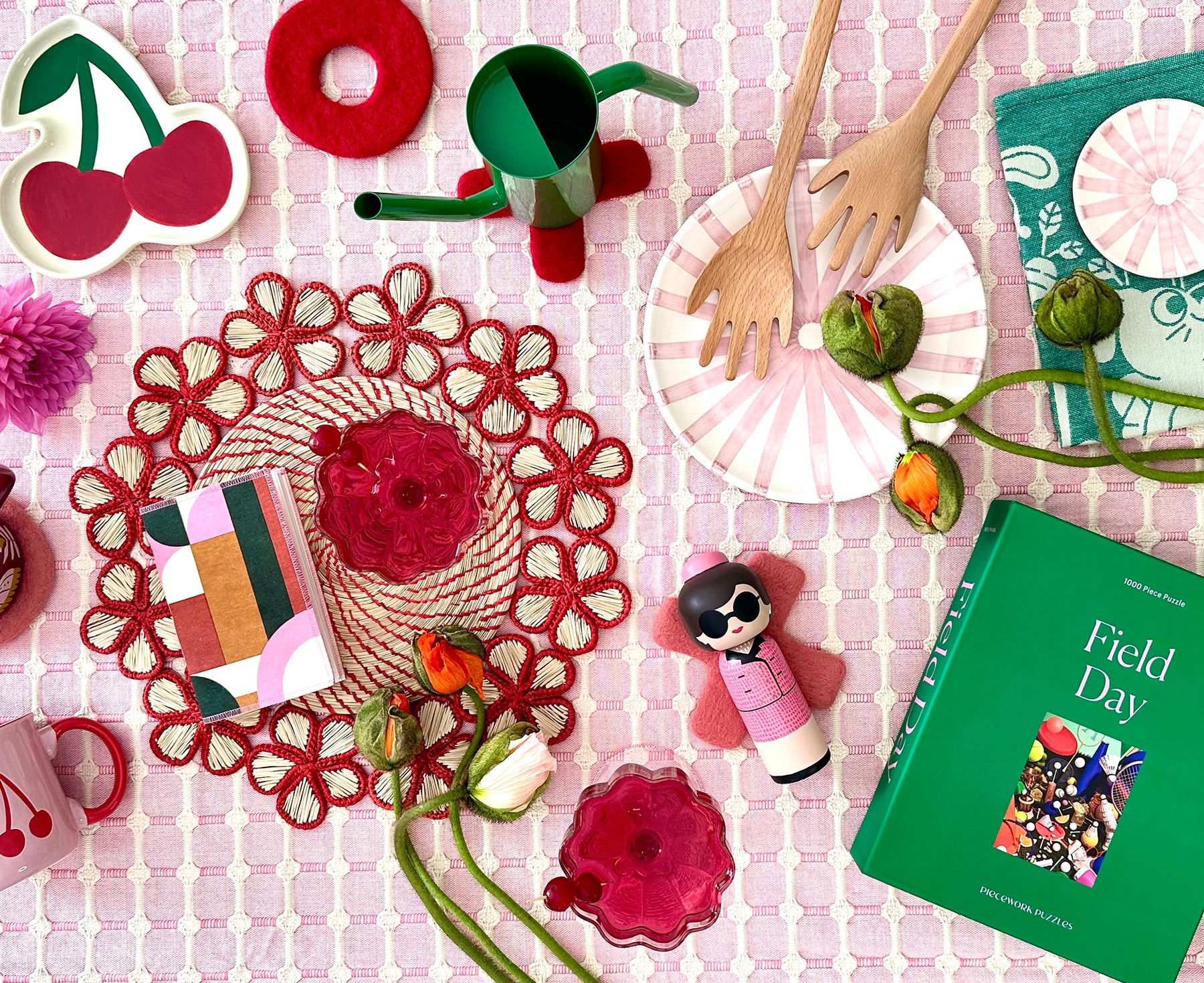 Hopsack Tablecloth in Bazooka by Dove & Donkey