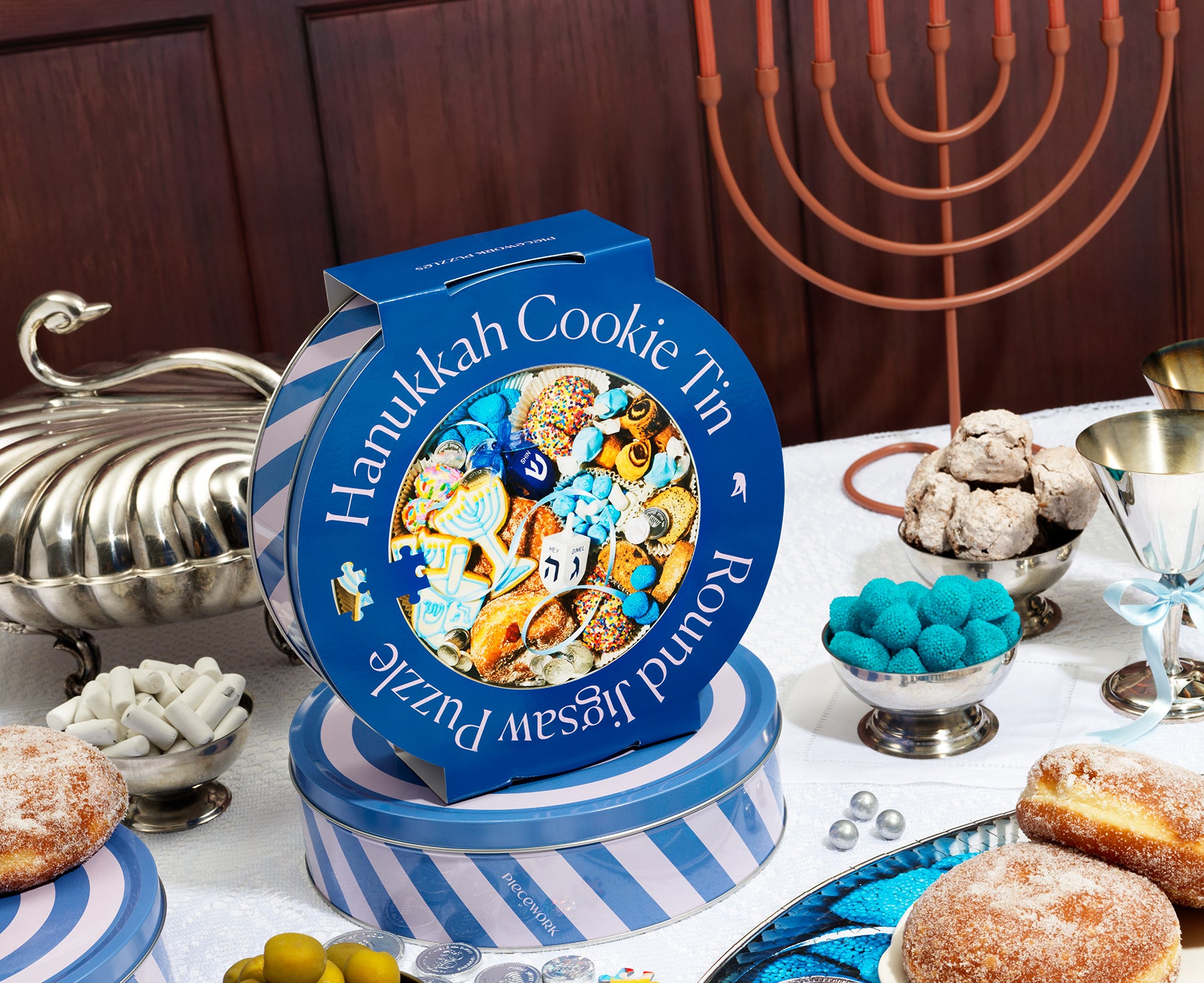 750-Piece Puzzle - Hanukkah Cookie Tin - by Piecework
