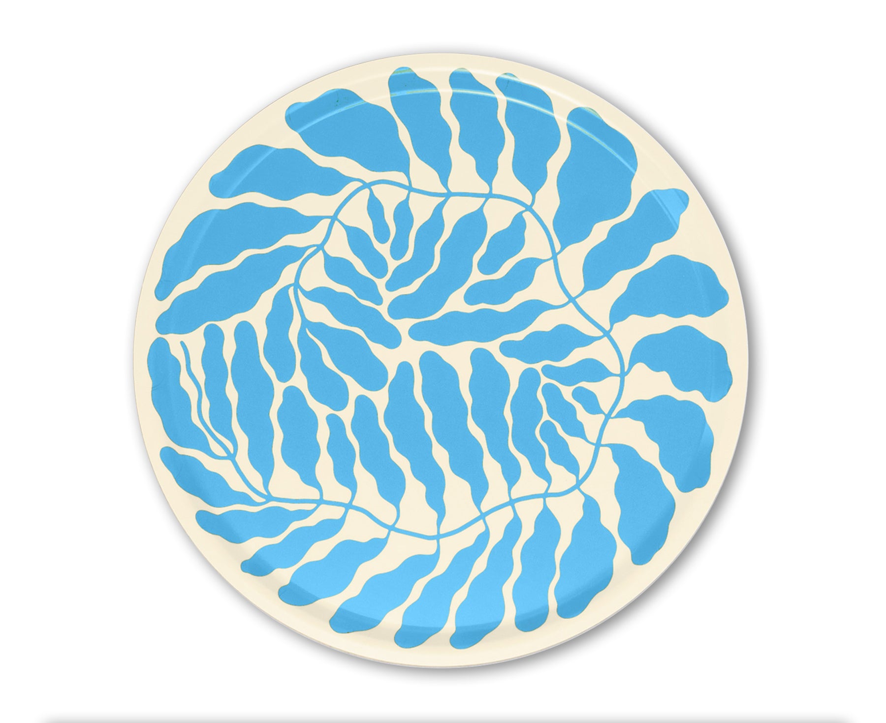 Leaves Round Tray in Sky Blue by Wrap