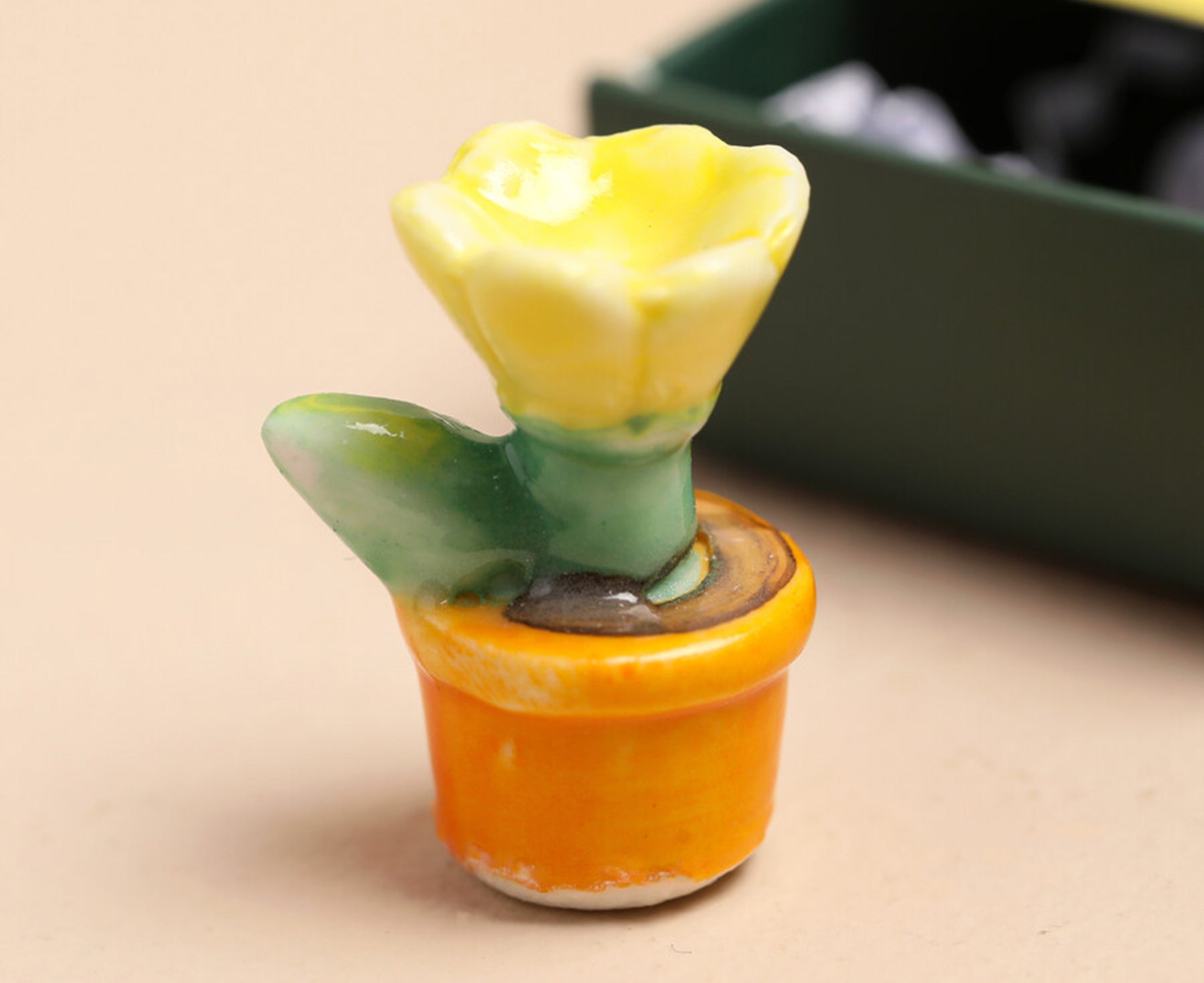 Tiny Ceramic Matchbox Token - Flowerpot - by Lisa Angel