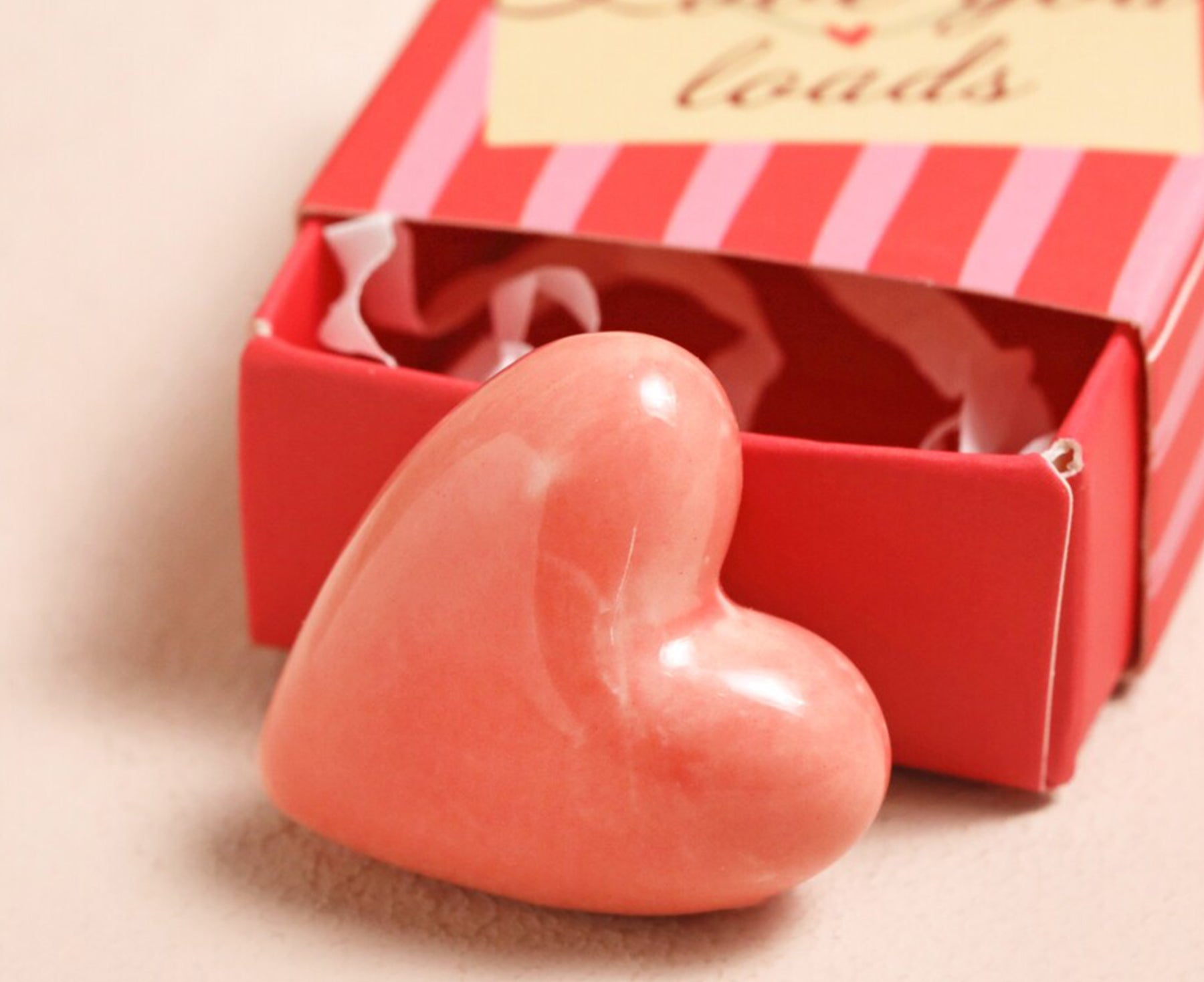 Tiny Ceramic Matchbox Token - Heart - by Lisa Angel