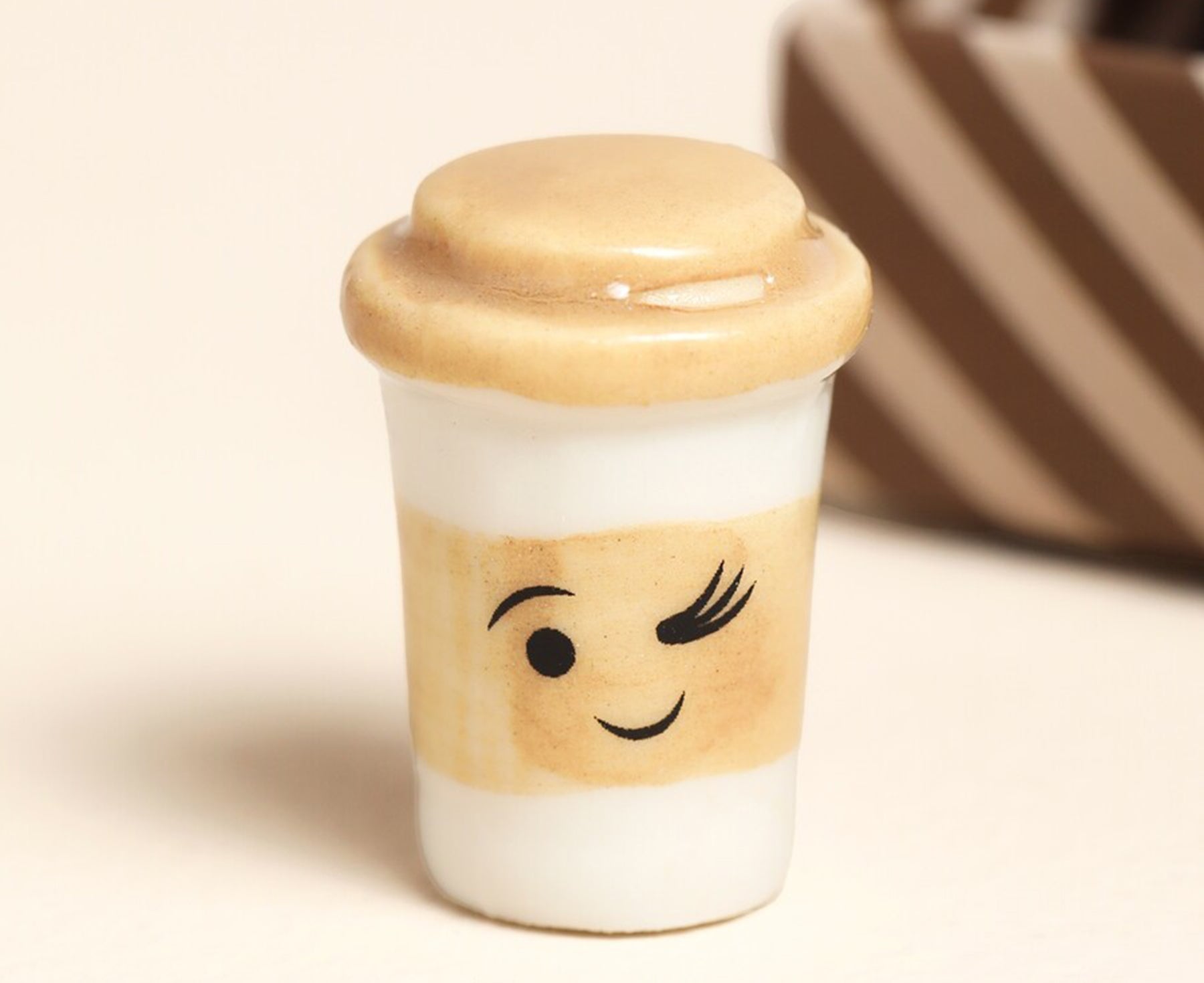 Tiny Ceramic Matchbox Token - Latte - by Lisa Angel