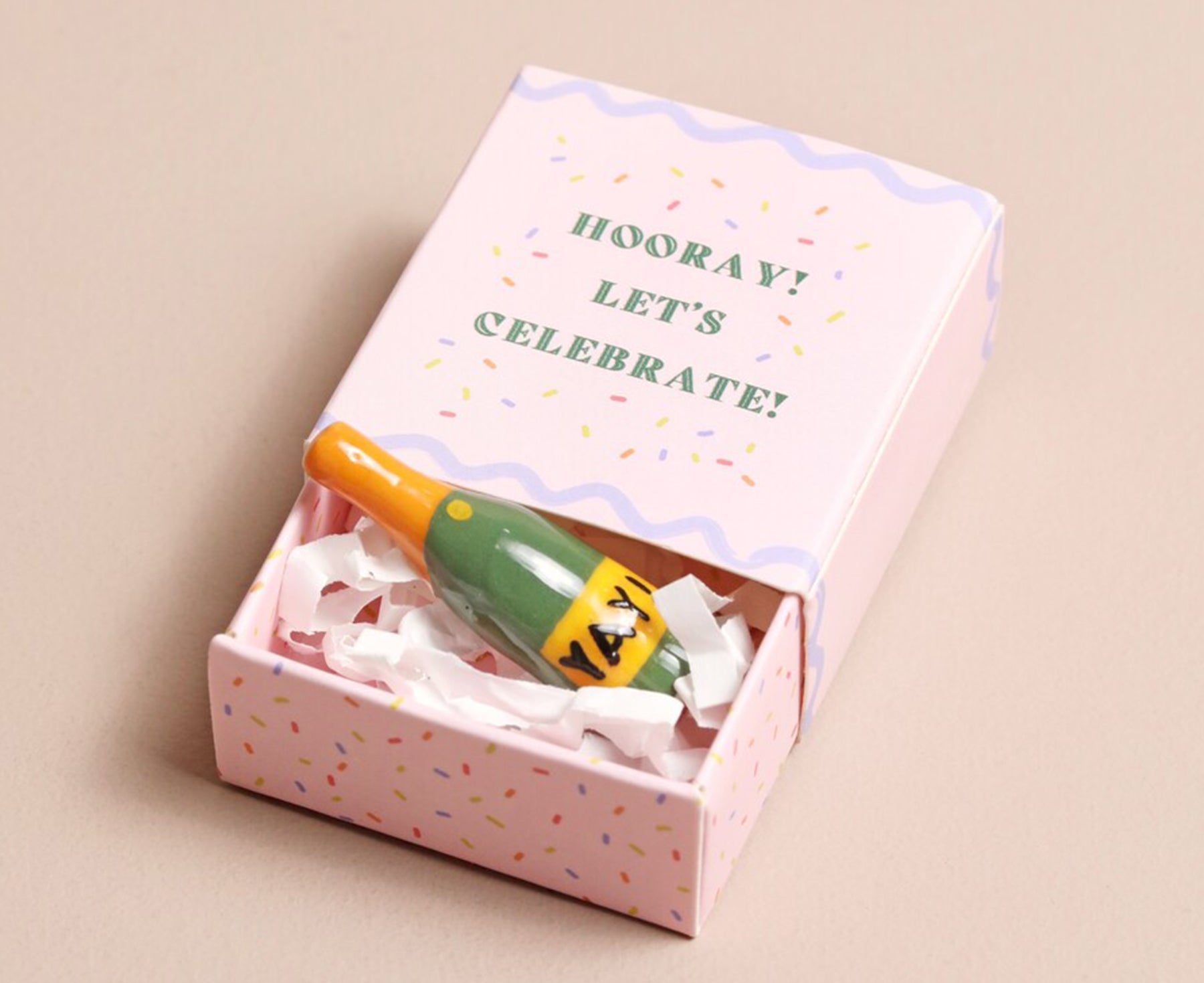 Tiny Ceramic Matchbox Token - Champagne - by Lisa Angel
