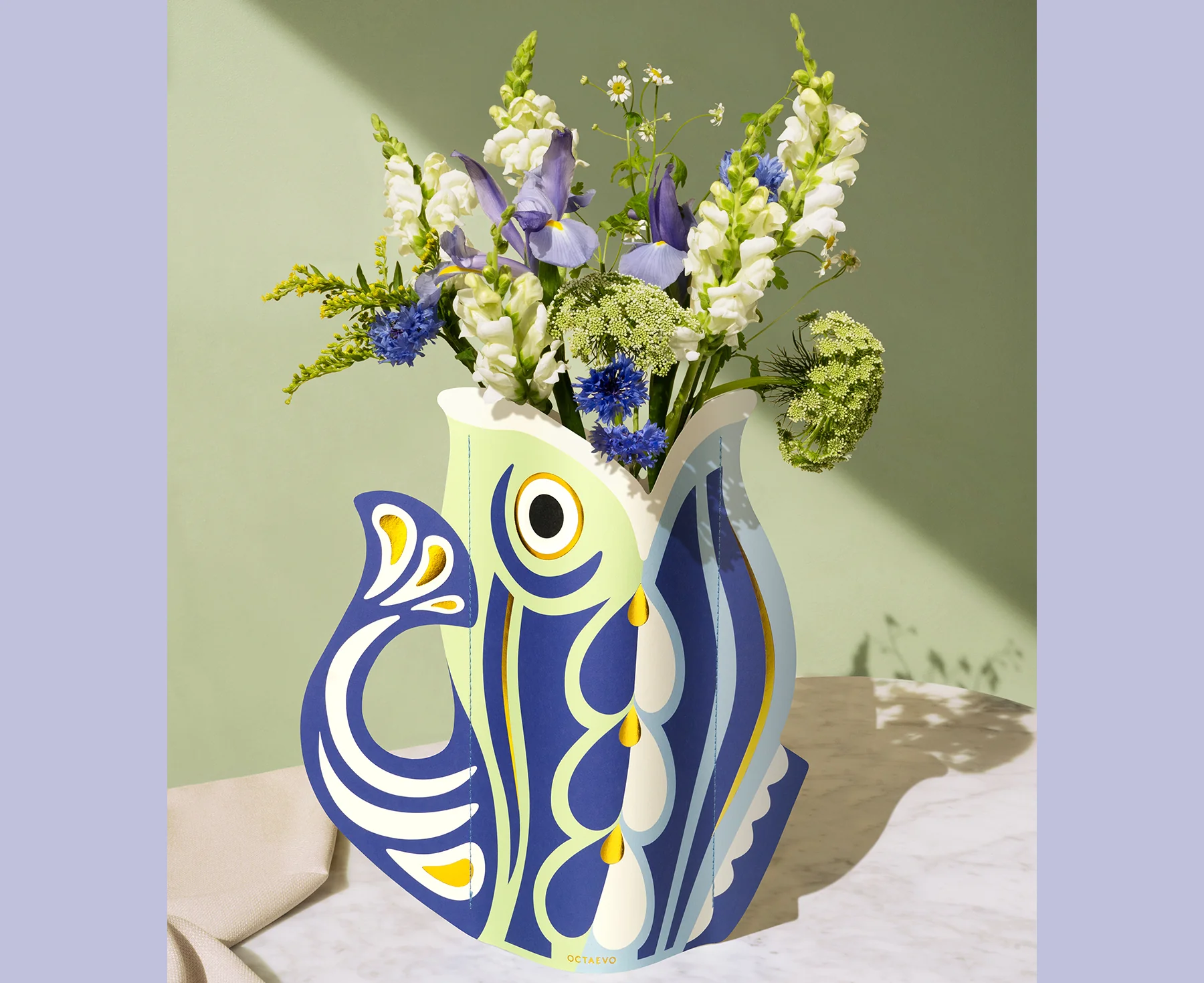 Paper Vase - Large Blue Fish - by Octaevo
