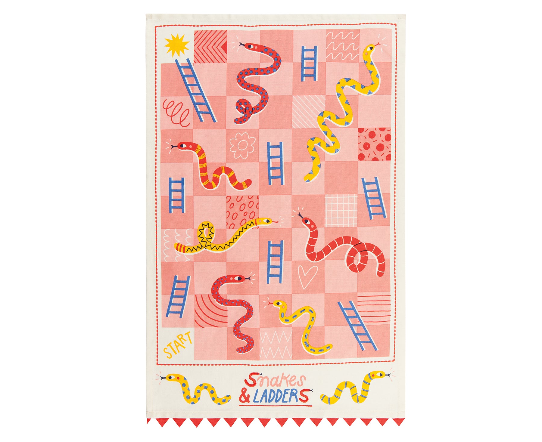Snakes & Ladders Dish Towel by Danica Jubilee