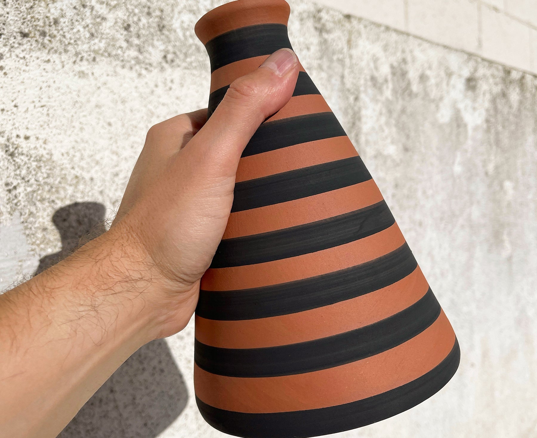 Striped Conical Terracotta Vase by Casa Cubista