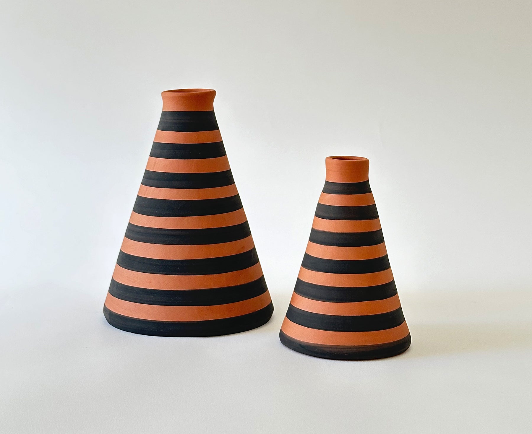 Striped Conical Terracotta Vase by Casa Cubista