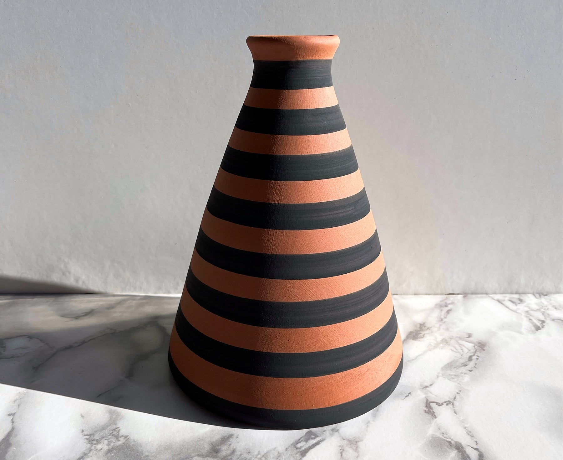 Striped Conical Terracotta Vase by Casa Cubista