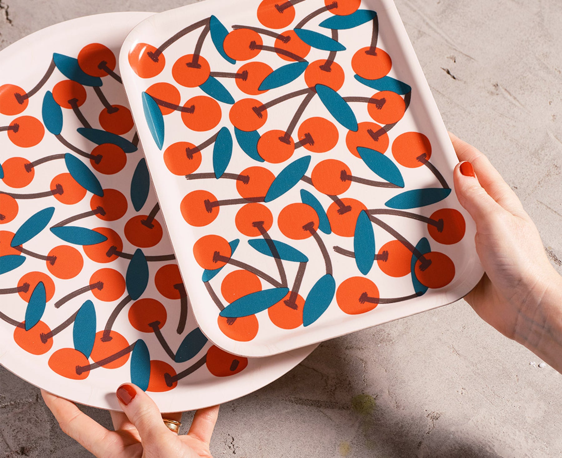 Cherries Small Rectangular Tray by Wrap