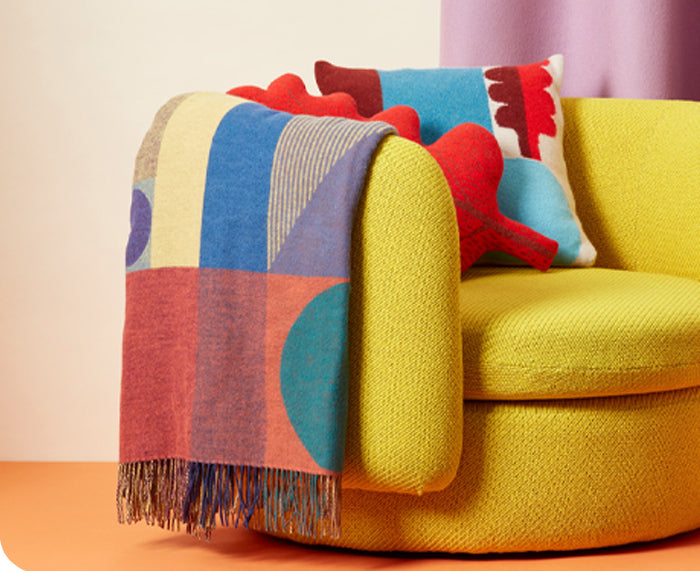 Leaf Knitted Pillow in Red by Donna Wilson