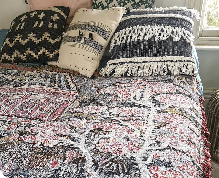 Pink Pavilion Woven Blanket by Lucy Tiffney