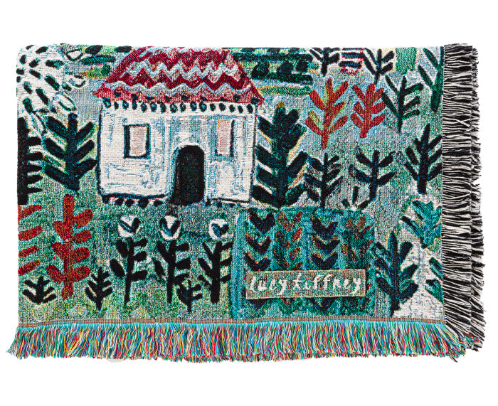 Little Houses Woven Blanket by Lucy Tiffney