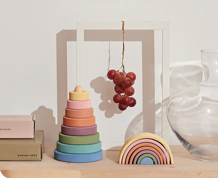 Pastel Earth Rainbow Stacking Toy by Raduga Grez