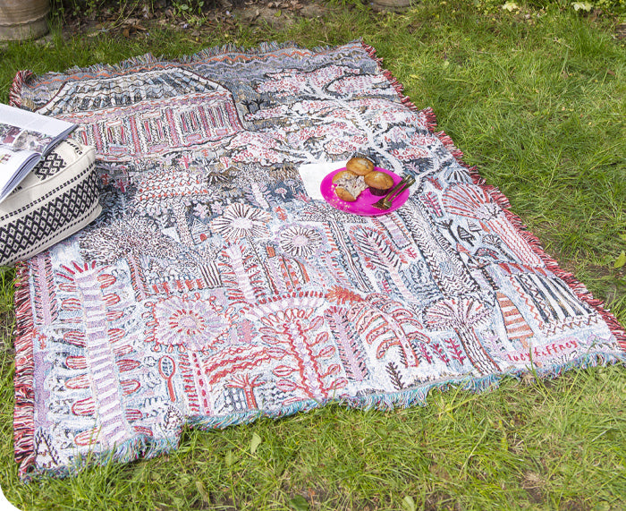 Pink Pavilion Woven Blanket by Lucy Tiffney