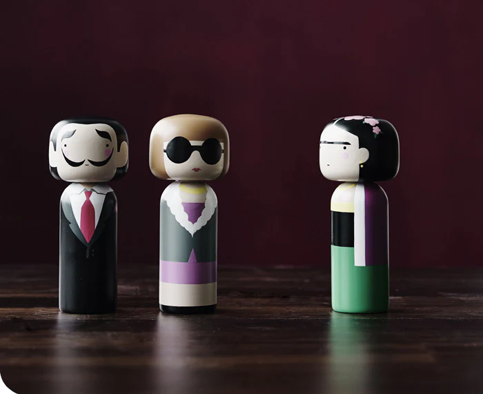 Anna, Frida and Salvador Kokeshi Dolls by Sketchinc.