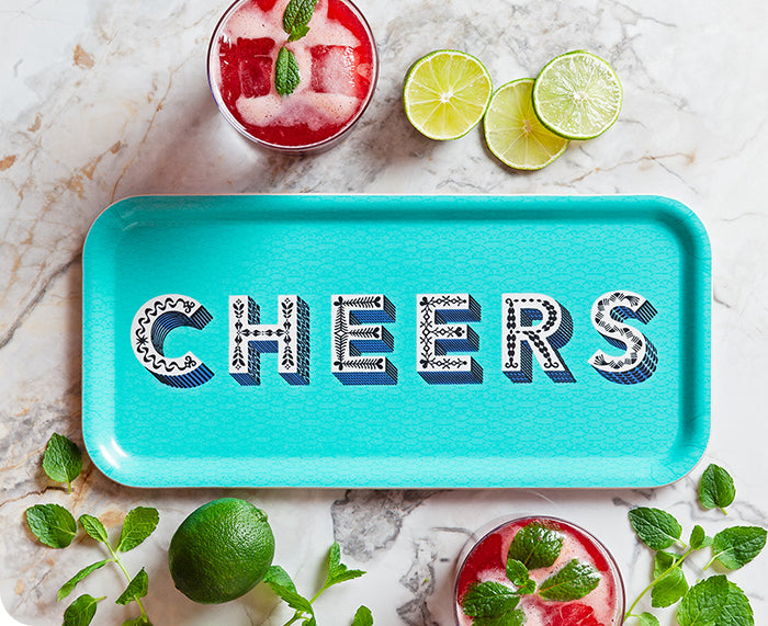 Word Rectangular Tray - Cheers - by Jamida