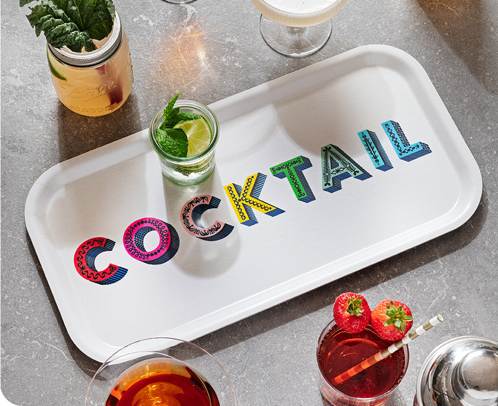 Word Large Rectangular Tray - Cocktail - by Jamida