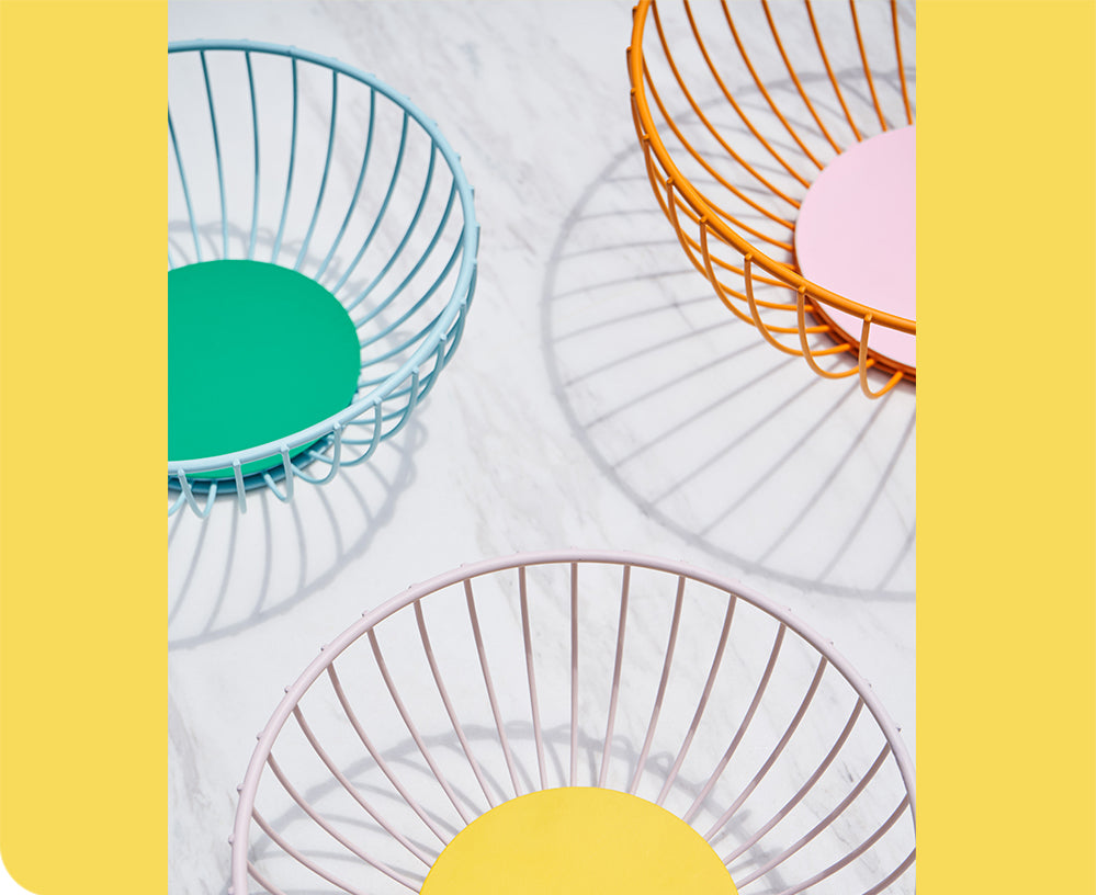 Iris Small Wire Basket in Pink and Yellow by Octaevo