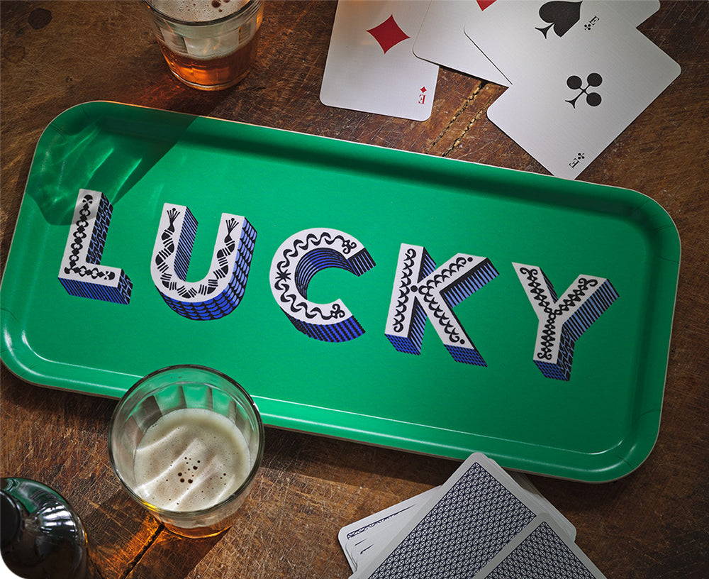Word Rectangular Tray - Lucky - by Jamida