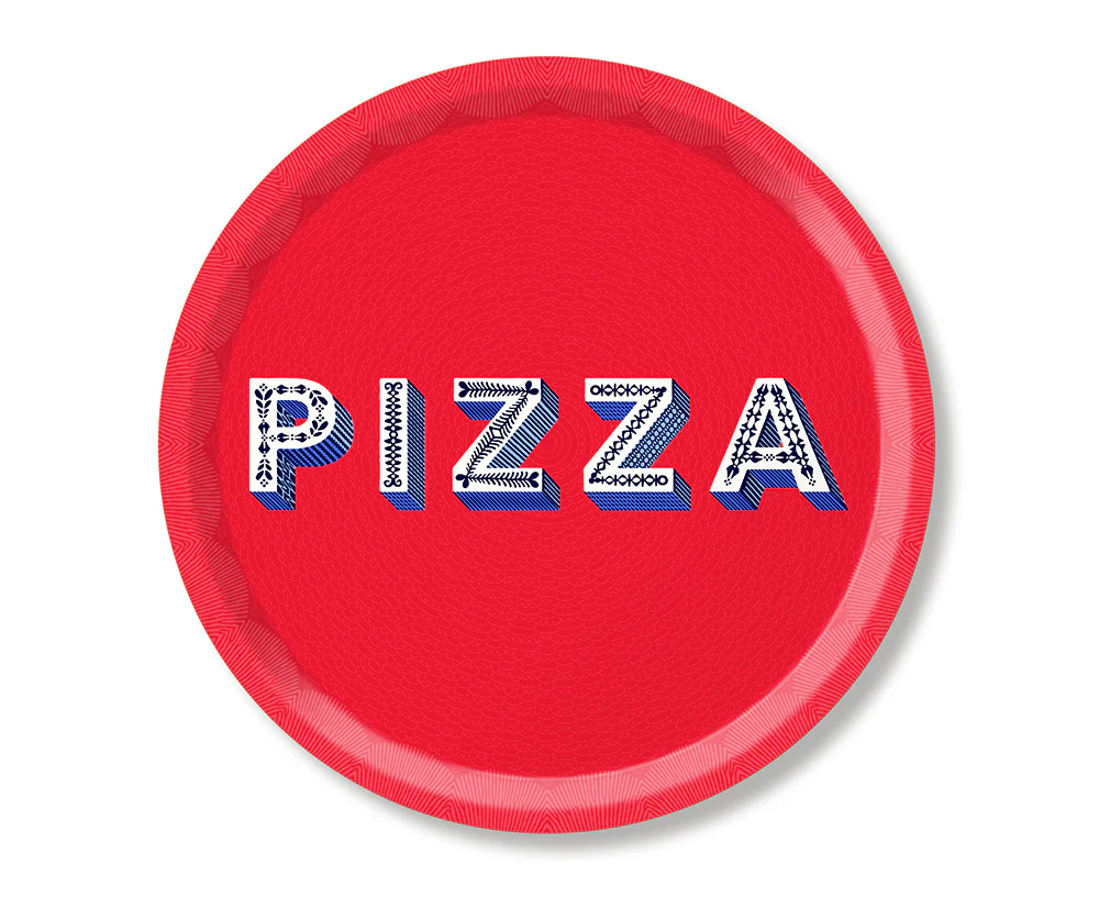 Word Round Tray - Pizza - by Jamida