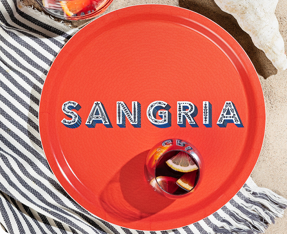 Round Word Tray - Sangria - by Jamida