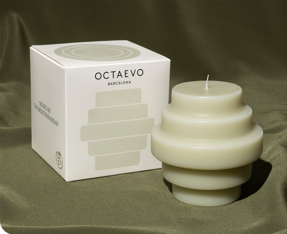 Templo Candle Sculpture in Ash Green by Octaevo