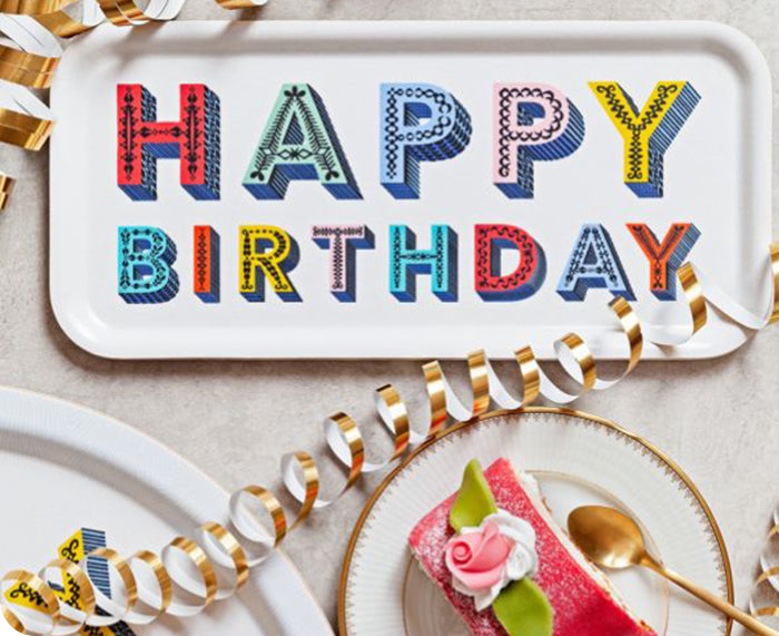 Word Rectangular Tray - Happy Birthday - by Jamida