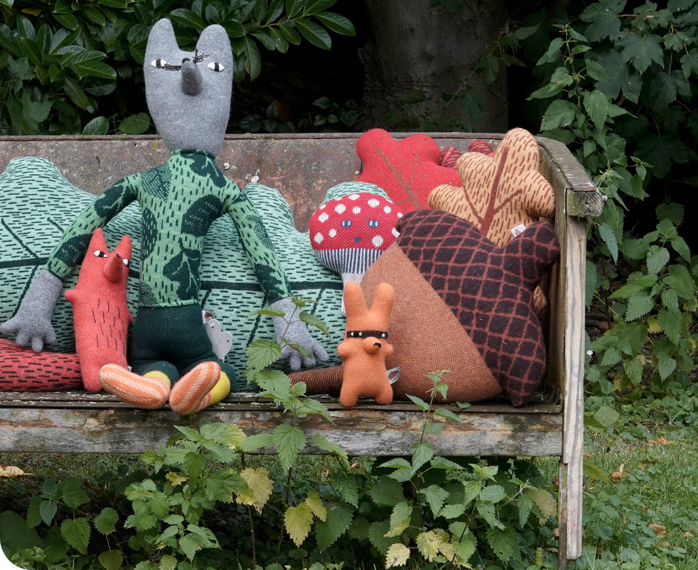 Leaf Knitted Pillow in Red by Donna Wilson