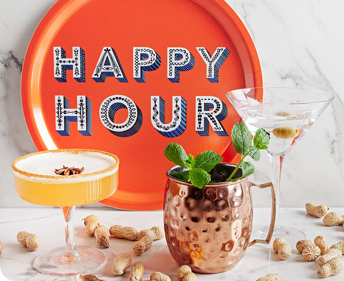 Word Round Tray - Happy Hour - by Jamida