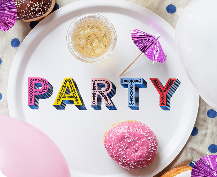 Word Round Tray - Party - by Jamida