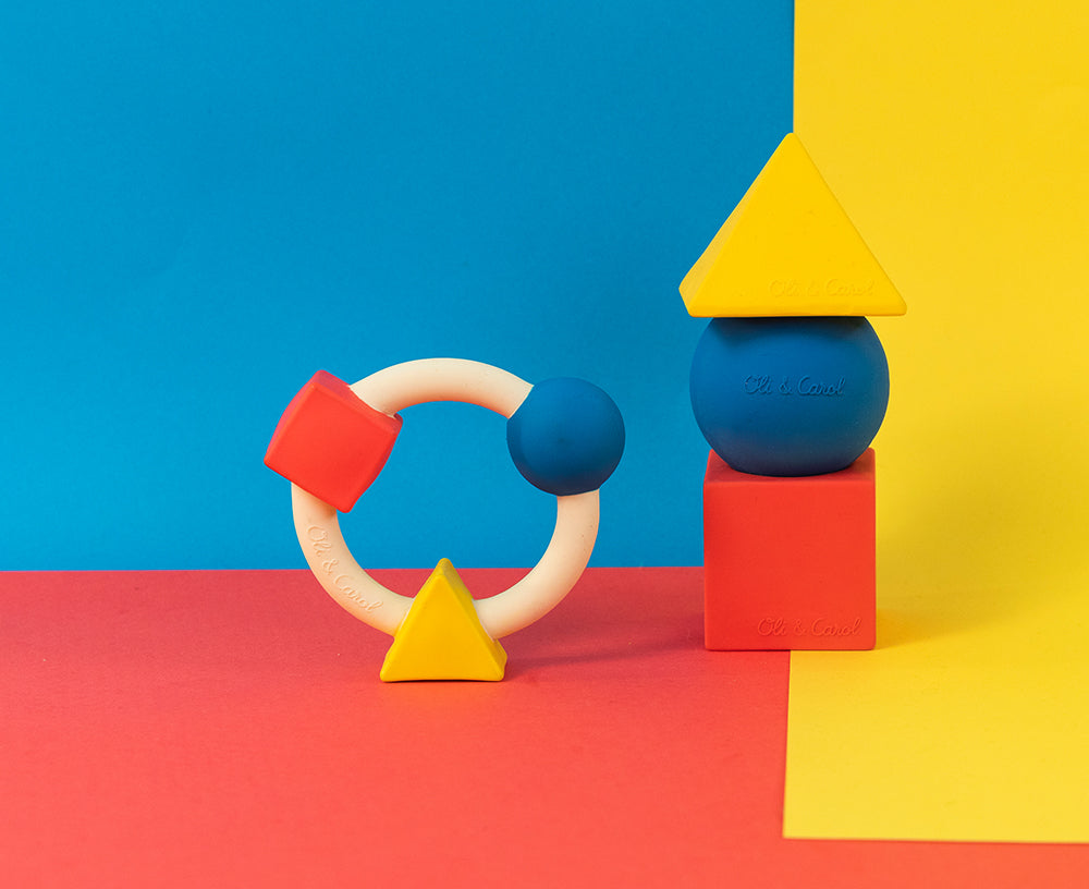 Bauhaus Chewable Toy in Primary Colors by Oli &amp; Carol