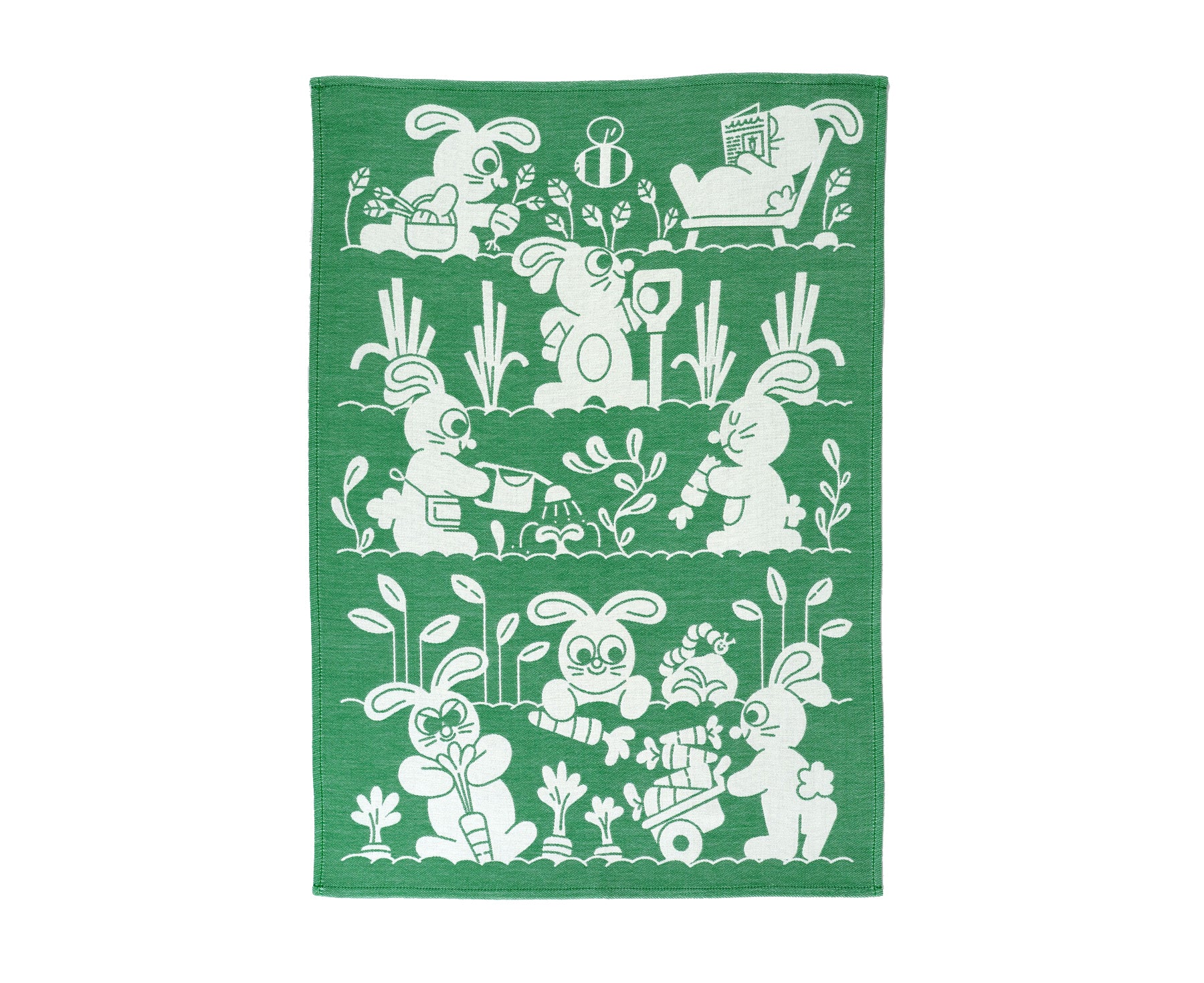 Woven Cotton Dish Towel - Garden Rabbits - by Wrap