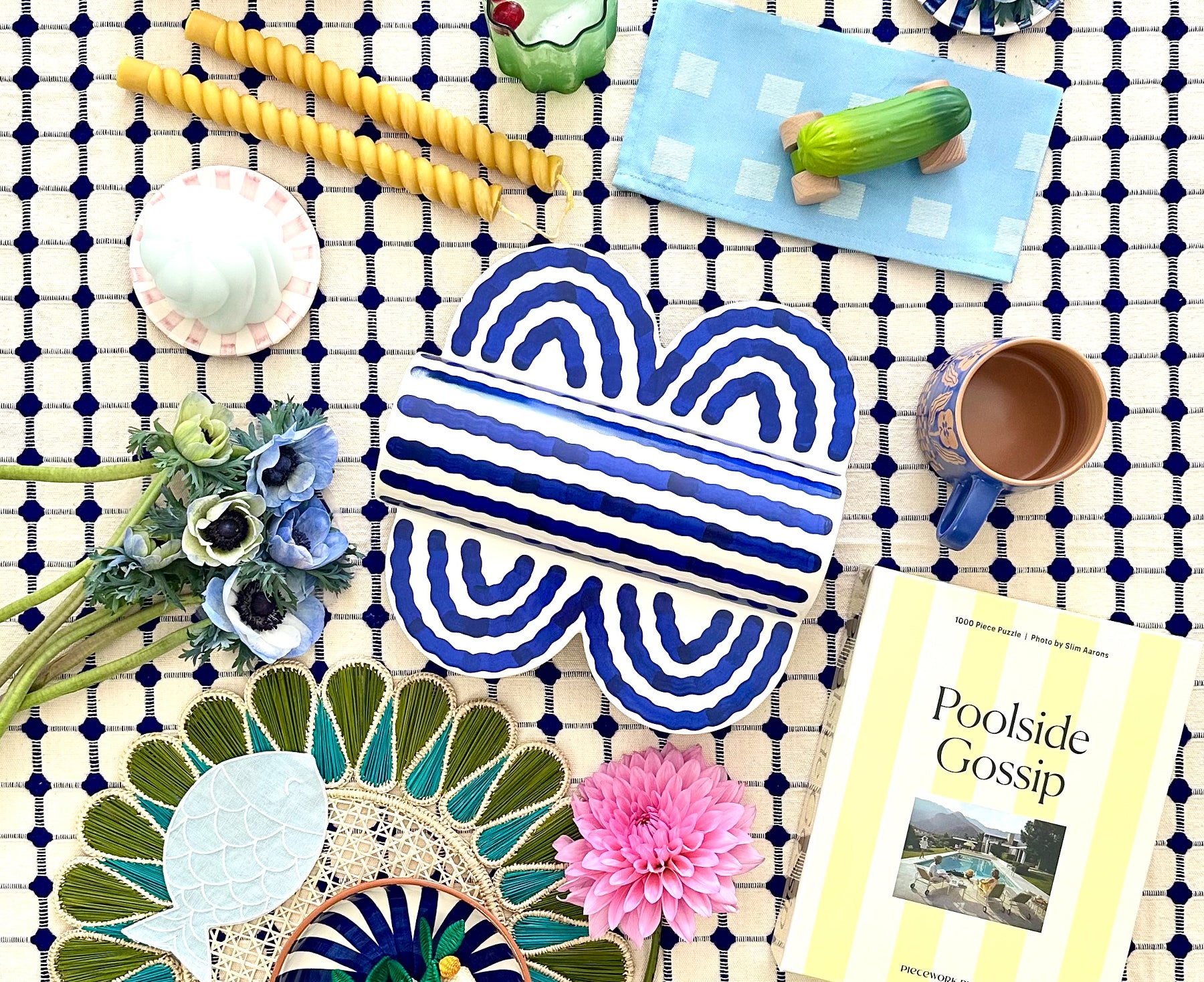 Wicker Tablecloth in Cobalt by Dove &amp; Donkey