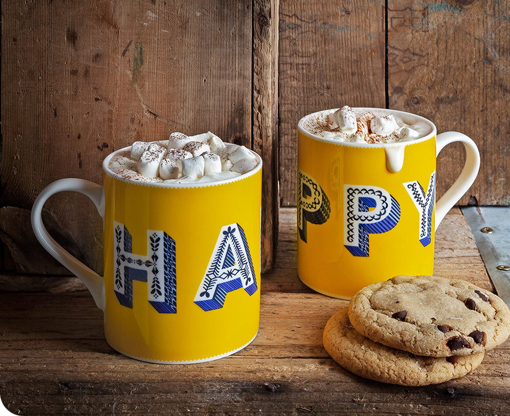 Word Porcelain Mug - Happy - by Jamida