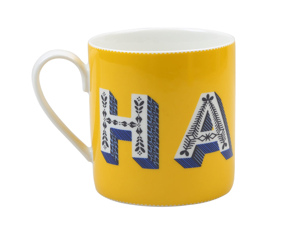Word Porcelain Mug - Happy - by Jamida