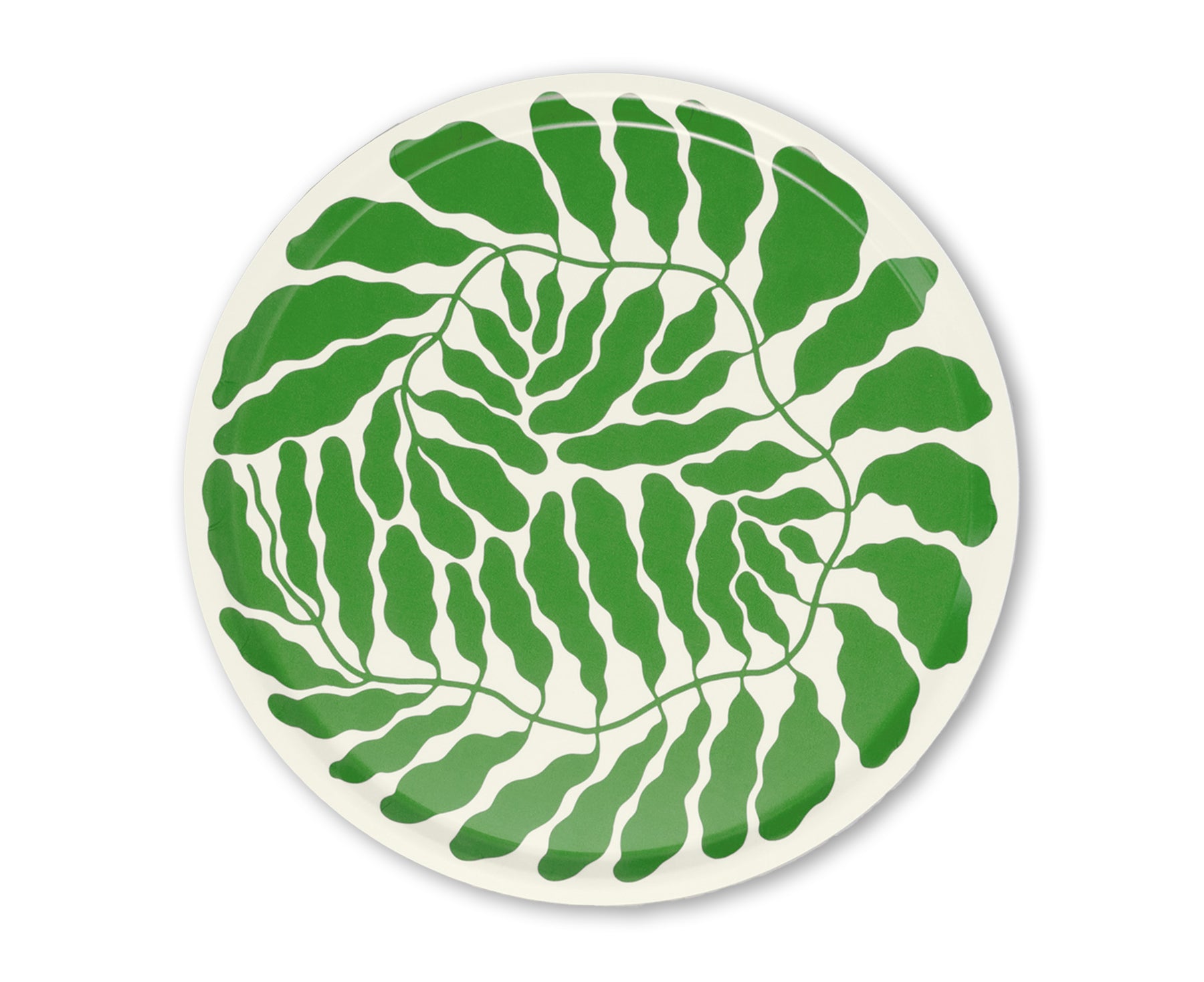 Leaves Round Tray in Spring Green by Wrap