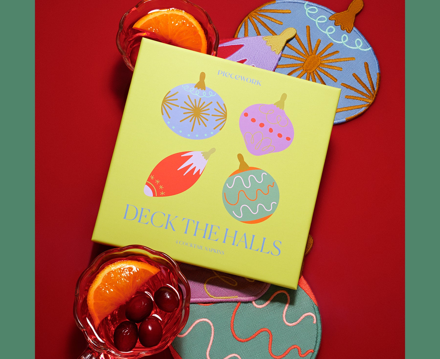Cocktail Napkin Set - Deck the Halls - by Piecework