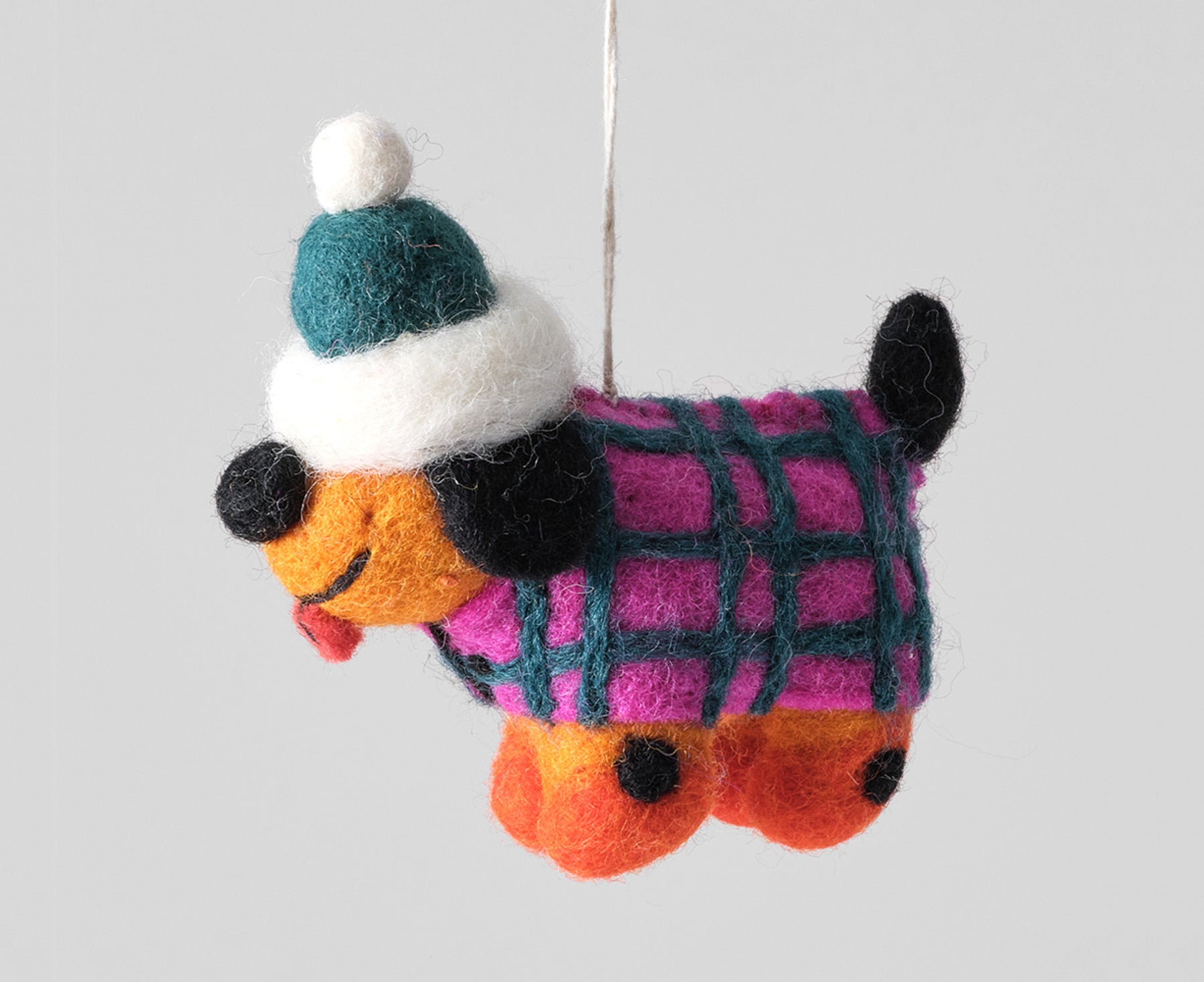 Hanging Felt Ornament - Toots in a hat - by Wrap