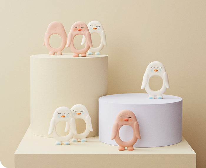 Penguin Teether in Rose by Oyoy Living Design
