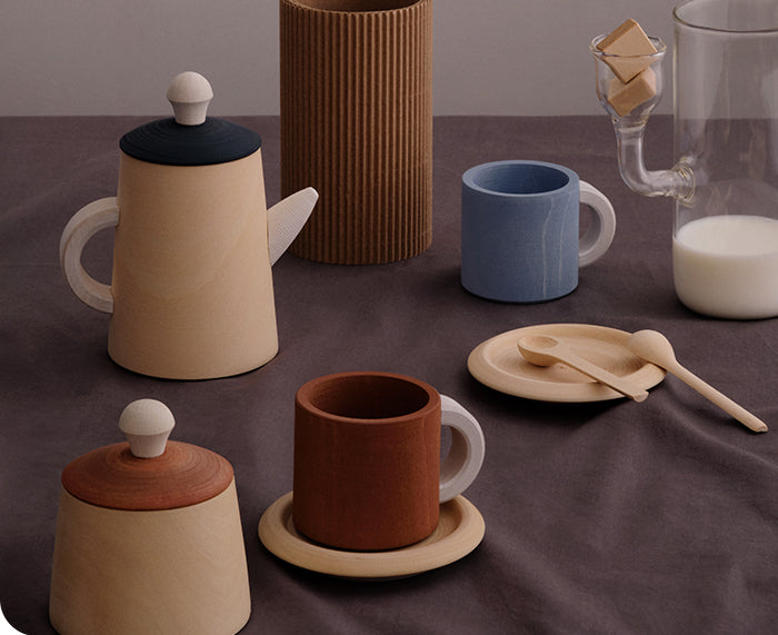 Tea Set in Terra and Blue by Raduga Grez