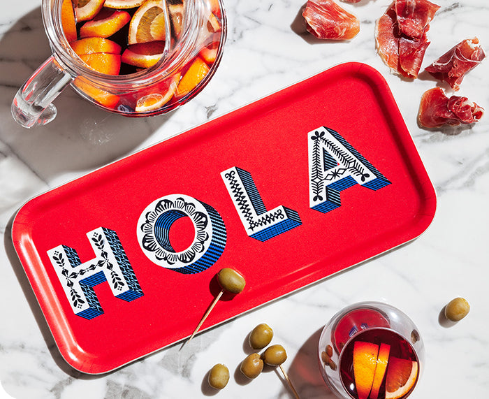 Word Rectangular Tray - Hola - by Jamida