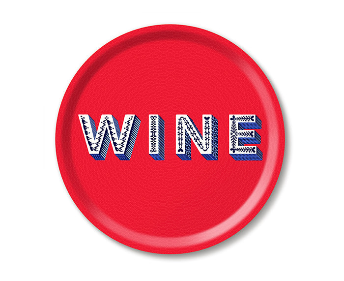 Word Round Tray - Wine - by Jamida