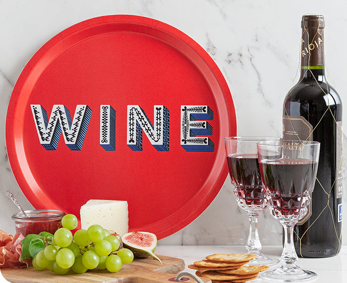 Word Round Tray - Wine - by Jamida